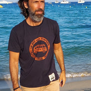 T-shirt Orange Safari bleu marine