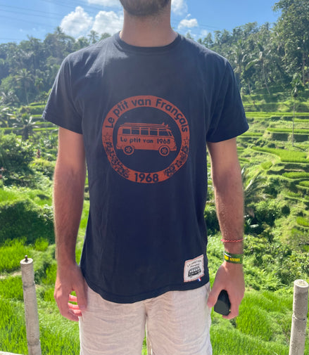 T-shirt Orange Safari bleu marine