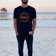 T-shirt Orange Safari bleu marine