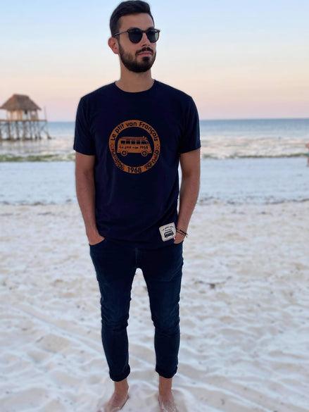 T-shirt Orange Safari bleu marine