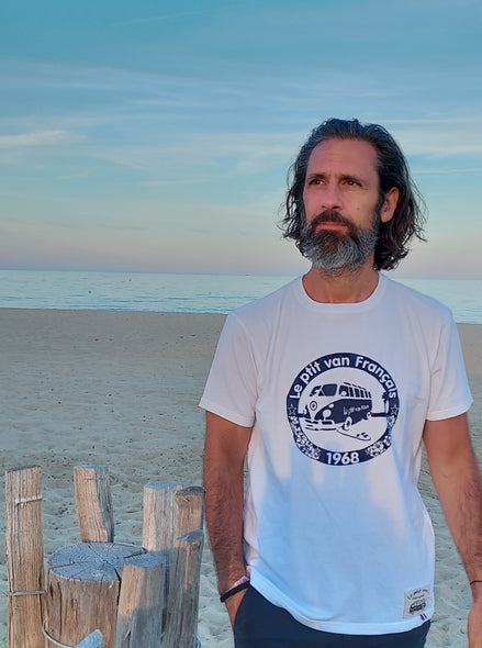 T-shirt Le ptit van à la plage Blanc