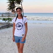 T-shirt Femme Le ptit van à la plage Blanc