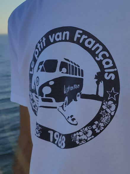 T-shirt Le ptit van à la plage Blanc