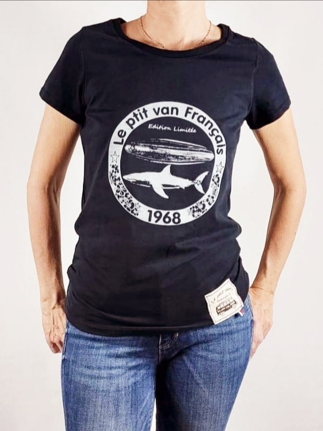 T-shirt Femme Shark & Surf bleu Marine
