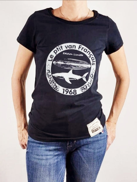 T-shirt Femme Shark & Surf bleu Marine