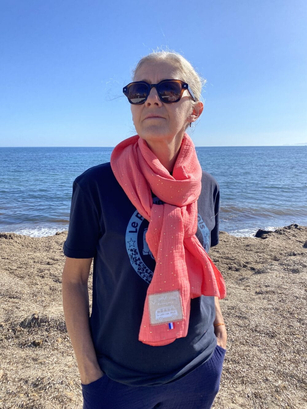 echarpe dune goldy corail le ptit van français